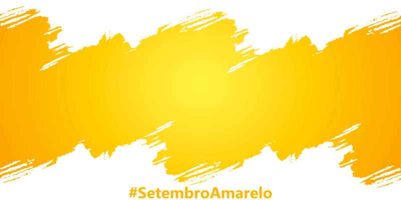 mancha amarela no centro da imagem em fundo branco. Abaixo lê-se a hashtag setembro amarelo