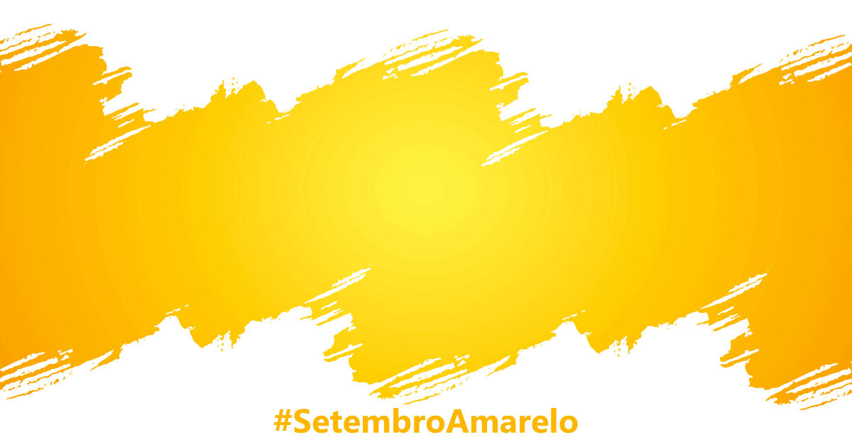 mancha amarela no centro da imagem em fundo branco. Abaixo lê-se a hashtag setembro amarelo